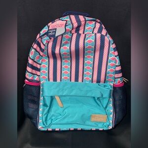 Jadelynn Brooke Teal, Pink & Navy Geometric Backpack